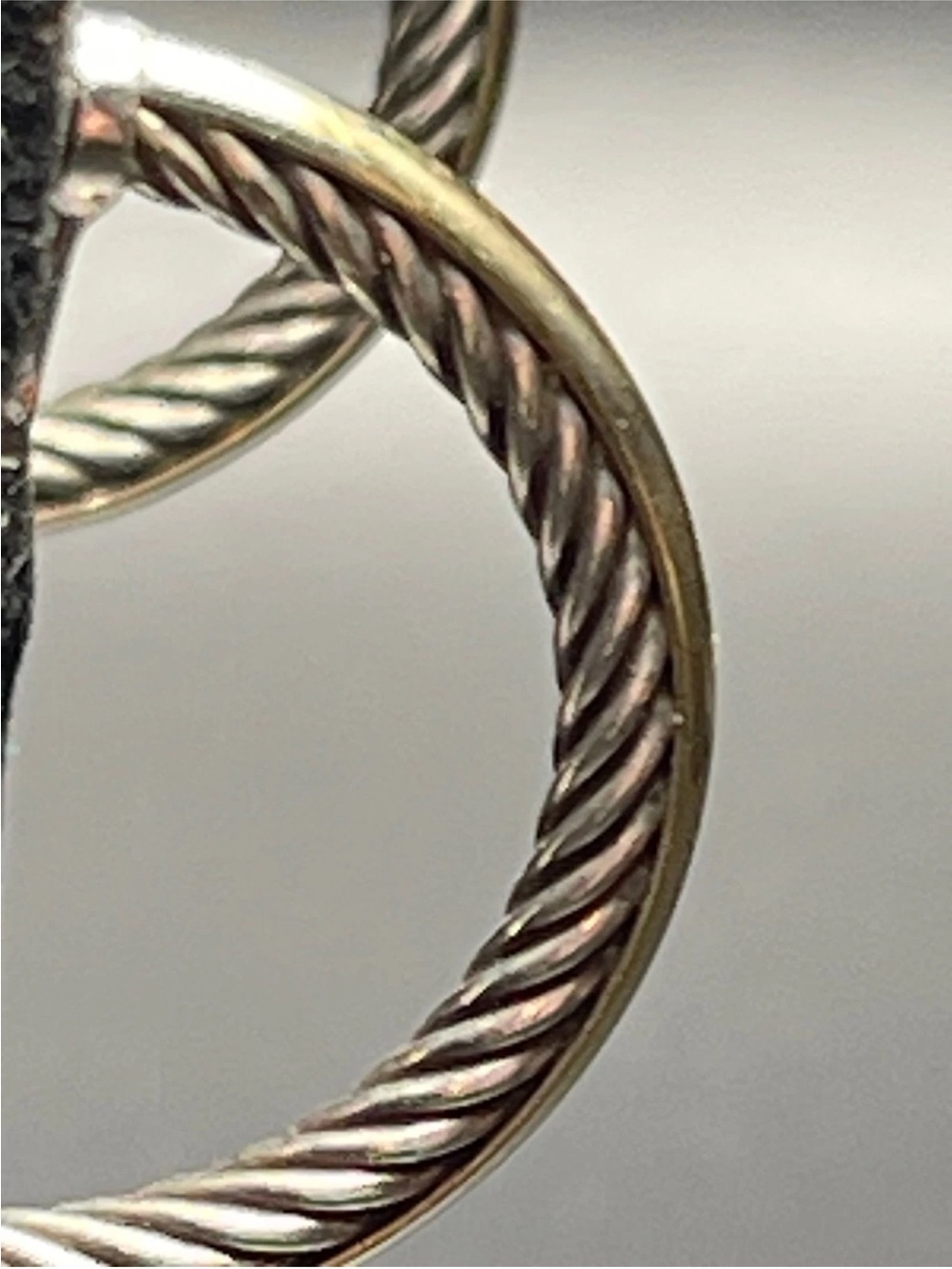 Vintage David Yurman Earrings 18k 750/925 Cable Round Hoop Retired - Picture 3 of 8